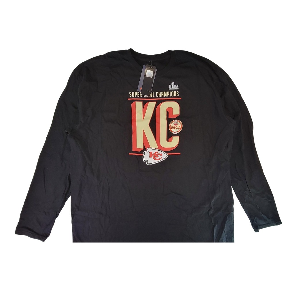 Fanatics Kansas City Chiefs Super Bowl LIV Champions Black Long Sleeve Shirt 3XL